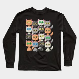 Cute & Creepy Kawaii Cats Funny Sarcastic Anime Cat Lovers Long Sleeve T-Shirt